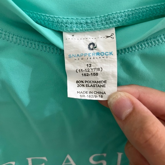 Seaside rash guard (size 12 girl) teal and white - Picture 4 of 5